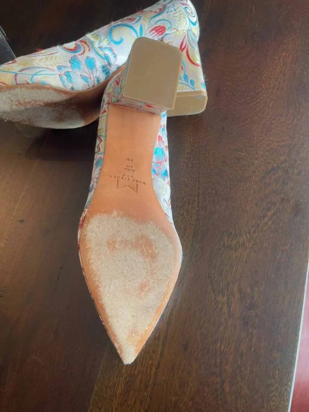 Rare Marc Fisher Zala Floral Brocade Embroidery Pointy Toe Block Heel Pumps SZ 9 - Picture 5 of 11